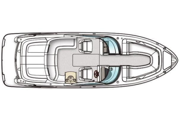 Top view layout of a 2011 Sea Ray 250 SLX boat interior design.