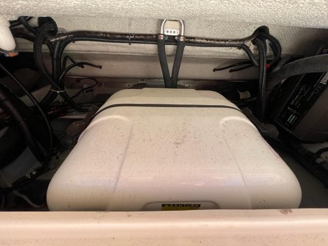 Engine compartment of a 2017 Grady-White 300 Marlin boat.