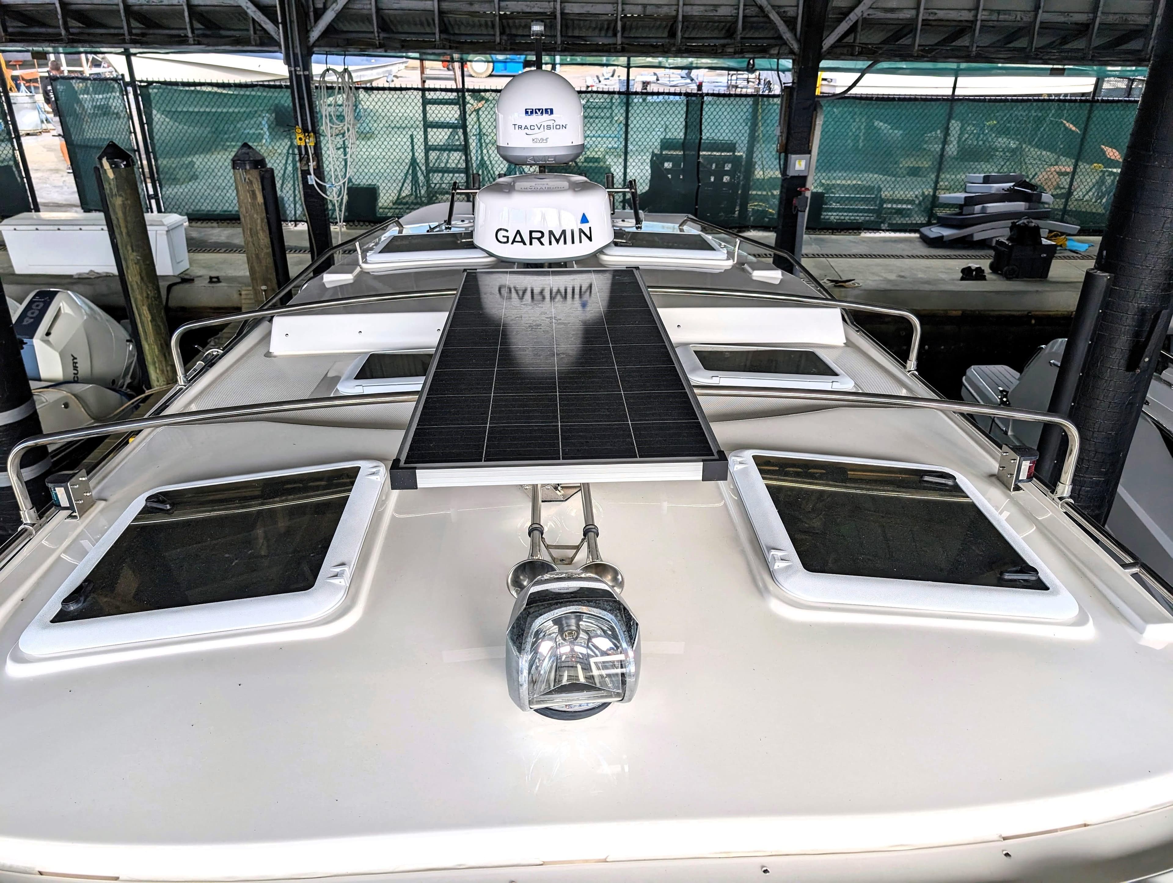 2022 Cutwater C-32 Coupe LE boat with Garmin and TracVision equipment.